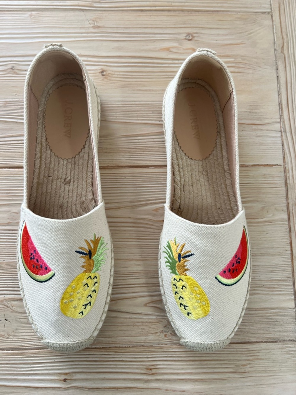 J.Crew Embroidered Espadrilles Fruit Print Size 10 Canvas Summer Flats